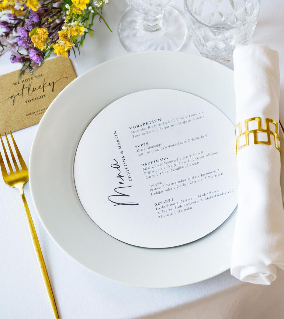 Menükarte Hochzeit Save the date
